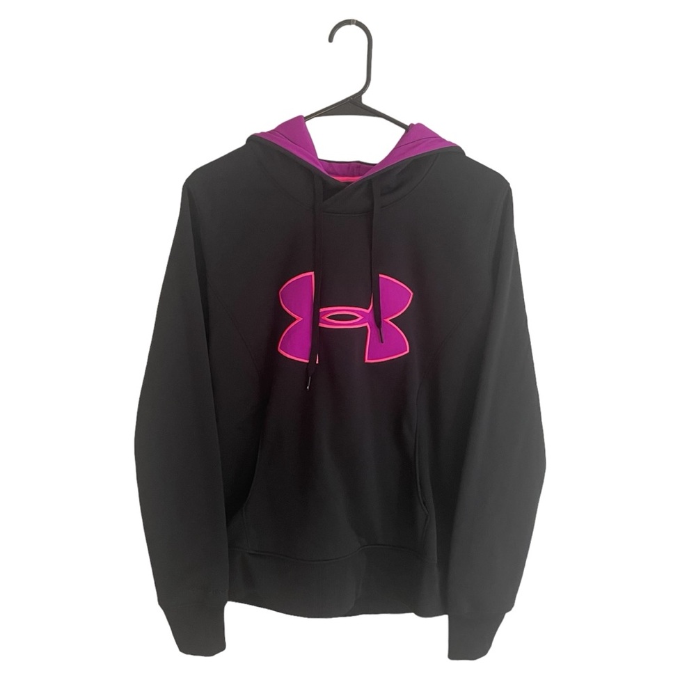 Under Armour Black and Purple Semi-Fitted Hoodie Medium